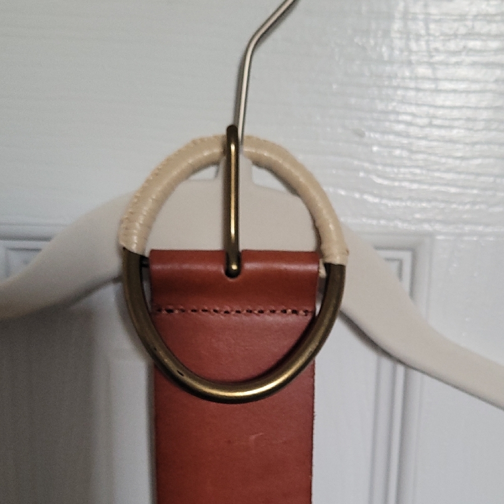 Anthropologie Brown Leather Belt with Gold Buckle